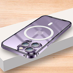 Coque Bumper Luxe Metal et Plastique Etui Housse avec Mag-Safe Magnetic Magnetique LK2 pour Apple iPhone 14 Pro Violet