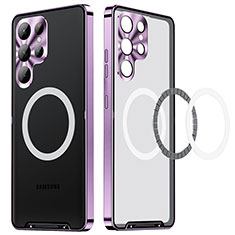 Coque Bumper Luxe Metal et Plastique Etui Housse avec Mag-Safe Magnetic Magnetique LK2 pour Samsung Galaxy S22 Ultra 5G Violet