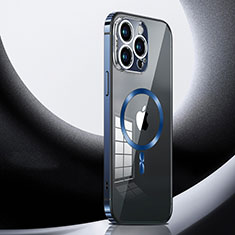 Coque Bumper Luxe Metal et Plastique Etui Housse avec Mag-Safe Magnetic Magnetique LK3 pour Apple iPhone 13 Pro Bleu