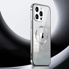 Coque Bumper Luxe Metal et Plastique Etui Housse avec Mag-Safe Magnetic Magnetique LK3 pour Apple iPhone 13 Pro Max Argent