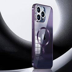 Coque Bumper Luxe Metal et Plastique Etui Housse avec Mag-Safe Magnetic Magnetique LK3 pour Apple iPhone 13 Pro Max Violet