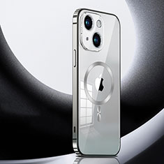 Coque Bumper Luxe Metal et Plastique Etui Housse avec Mag-Safe Magnetic Magnetique LK3 pour Apple iPhone 15 Argent