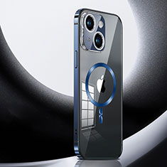Coque Bumper Luxe Metal et Plastique Etui Housse avec Mag-Safe Magnetic Magnetique LK3 pour Apple iPhone 15 Bleu