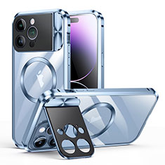Coque Bumper Luxe Metal et Plastique Etui Housse avec Mag-Safe Magnetic Magnetique LK4 pour Apple iPhone 13 Pro Bleu