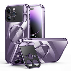 Coque Bumper Luxe Metal et Plastique Etui Housse avec Mag-Safe Magnetic Magnetique LK4 pour Apple iPhone 13 Pro Max Violet