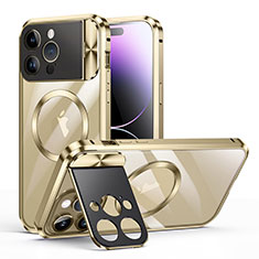Coque Bumper Luxe Metal et Plastique Etui Housse avec Mag-Safe Magnetic Magnetique LK4 pour Apple iPhone 13 Pro Or