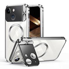 Coque Bumper Luxe Metal et Plastique Etui Housse avec Mag-Safe Magnetic Magnetique LK4 pour Apple iPhone 14 Plus Argent