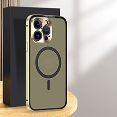 Coque Bumper Luxe Metal et Plastique Etui Housse avec Mag-Safe Magnetic Magnetique LK5 pour Apple iPhone 14 Pro Or