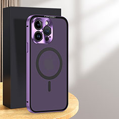Coque Bumper Luxe Metal et Plastique Etui Housse avec Mag-Safe Magnetic Magnetique LK5 pour Apple iPhone 14 Pro Violet