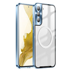 Coque Bumper Luxe Metal et Plastique Etui Housse avec Mag-Safe Magnetic Magnetique P01 pour Samsung Galaxy S22 5G Bleu