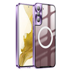 Coque Bumper Luxe Metal et Plastique Etui Housse avec Mag-Safe Magnetic Magnetique P01 pour Samsung Galaxy S22 5G Violet