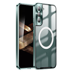 Coque Bumper Luxe Metal et Plastique Etui Housse avec Mag-Safe Magnetic Magnetique P01 pour Samsung Galaxy S24 5G Vert