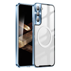 Coque Bumper Luxe Metal et Plastique Etui Housse avec Mag-Safe Magnetic Magnetique P01 pour Samsung Galaxy S24 Plus 5G Bleu