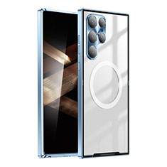 Coque Bumper Luxe Metal et Plastique Etui Housse avec Mag-Safe Magnetic Magnetique P01 pour Samsung Galaxy S24 Ultra 5G Bleu