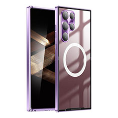 Coque Bumper Luxe Metal et Plastique Etui Housse avec Mag-Safe Magnetic Magnetique P01 pour Samsung Galaxy S24 Ultra 5G Violet