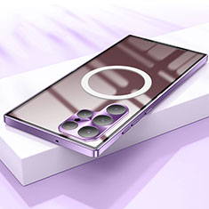 Coque Bumper Luxe Metal et Plastique Etui Housse avec Mag-Safe Magnetic Magnetique pour Samsung Galaxy S22 Ultra 5G Violet