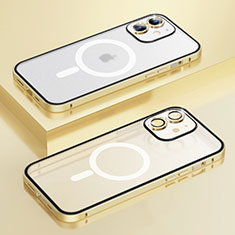 Coque Bumper Luxe Metal et Plastique Etui Housse avec Mag-Safe Magnetic Magnetique QC1 pour Apple iPhone 12 Or