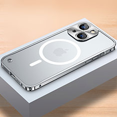 Coque Bumper Luxe Metal et Plastique Etui Housse avec Mag-Safe Magnetic Magnetique QC1 pour Apple iPhone 13 Argent