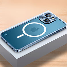 Coque Bumper Luxe Metal et Plastique Etui Housse avec Mag-Safe Magnetic Magnetique QC1 pour Apple iPhone 13 Bleu