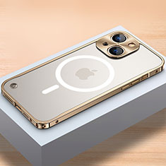 Coque Bumper Luxe Metal et Plastique Etui Housse avec Mag-Safe Magnetic Magnetique QC1 pour Apple iPhone 13 Or