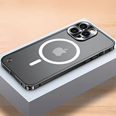 Coque Bumper Luxe Metal et Plastique Etui Housse avec Mag-Safe Magnetic Magnetique QC1 pour Apple iPhone 13 Pro Max Noir