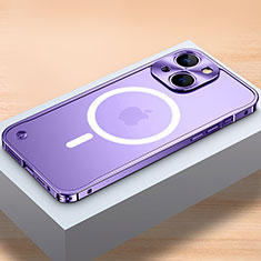 Coque Bumper Luxe Metal et Plastique Etui Housse avec Mag-Safe Magnetic Magnetique QC1 pour Apple iPhone 13 Violet