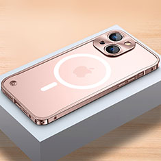 Coque Bumper Luxe Metal et Plastique Etui Housse avec Mag-Safe Magnetic Magnetique QC1 pour Apple iPhone 14 Or Rose