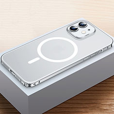 Coque Bumper Luxe Metal et Plastique Etui Housse avec Mag-Safe Magnetic Magnetique QC2 pour Apple iPhone 12 Mini Argent