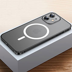 Coque Bumper Luxe Metal et Plastique Etui Housse avec Mag-Safe Magnetic Magnetique QC2 pour Apple iPhone 12 Mini Noir