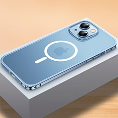 Coque Bumper Luxe Metal et Plastique Etui Housse avec Mag-Safe Magnetic Magnetique QC2 pour Apple iPhone 13 Bleu