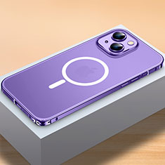 Coque Bumper Luxe Metal et Plastique Etui Housse avec Mag-Safe Magnetic Magnetique QC2 pour Apple iPhone 13 Mini Violet