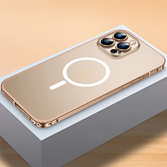 Coque Bumper Luxe Metal et Plastique Etui Housse avec Mag-Safe Magnetic Magnetique QC2 pour Apple iPhone 13 Pro Or