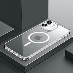 Coque Bumper Luxe Metal et Plastique Etui Housse avec Mag-Safe Magnetic Magnetique QC3 pour Apple iPhone 12 Argent