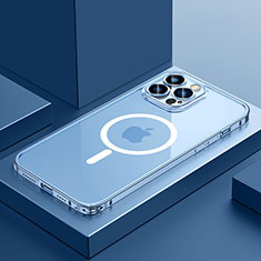 Coque Bumper Luxe Metal et Plastique Etui Housse avec Mag-Safe Magnetic Magnetique QC3 pour Apple iPhone 12 Pro Bleu
