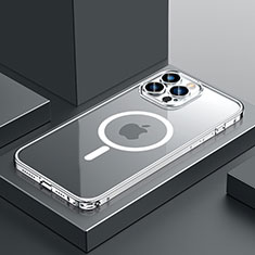 Coque Bumper Luxe Metal et Plastique Etui Housse avec Mag-Safe Magnetic Magnetique QC3 pour Apple iPhone 12 Pro Max Argent