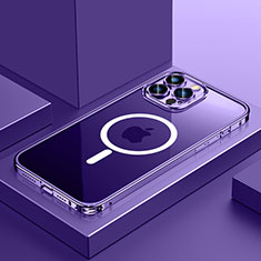 Coque Bumper Luxe Metal et Plastique Etui Housse avec Mag-Safe Magnetic Magnetique QC3 pour Apple iPhone 12 Pro Max Violet