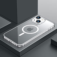 Coque Bumper Luxe Metal et Plastique Etui Housse avec Mag-Safe Magnetic Magnetique QC3 pour Apple iPhone 13 Mini Argent