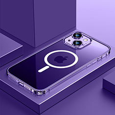 Coque Bumper Luxe Metal et Plastique Etui Housse avec Mag-Safe Magnetic Magnetique QC3 pour Apple iPhone 13 Mini Violet