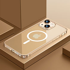 Coque Bumper Luxe Metal et Plastique Etui Housse avec Mag-Safe Magnetic Magnetique QC3 pour Apple iPhone 14 Or