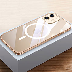 Coque Bumper Luxe Metal et Plastique Etui Housse avec Mag-Safe Magnetic Magnetique QC4 pour Apple iPhone 12 Mini Or