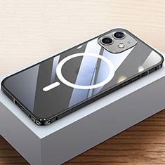 Coque Bumper Luxe Metal et Plastique Etui Housse avec Mag-Safe Magnetic Magnetique QC4 pour Apple iPhone 12 Noir