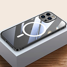 Coque Bumper Luxe Metal et Plastique Etui Housse avec Mag-Safe Magnetic Magnetique QC4 pour Apple iPhone 13 Pro Max Noir