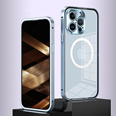 Coque Bumper Luxe Metal et Plastique Etui Housse avec Mag-Safe Magnetic Magnetique QC5 pour Apple iPhone 13 Pro Bleu