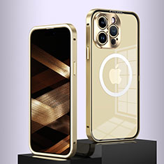 Coque Bumper Luxe Metal et Plastique Etui Housse avec Mag-Safe Magnetic Magnetique QC5 pour Apple iPhone 13 Pro Or