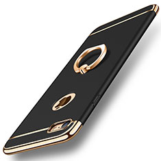 Coque Bumper Luxe Metal et Plastique Etui Housse avec Support Bague Anneau A01 pour Apple iPhone 7 Noir