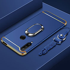Coque Bumper Luxe Metal et Plastique Etui Housse avec Support Bague Anneau A01 pour Huawei Enjoy 10 Plus Bleu
