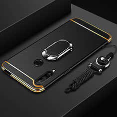Coque Bumper Luxe Metal et Plastique Etui Housse avec Support Bague Anneau A01 pour Huawei Enjoy 10 Plus Noir