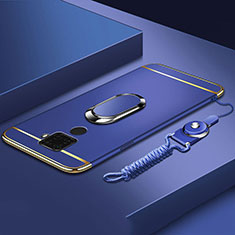 Coque Bumper Luxe Metal et Plastique Etui Housse avec Support Bague Anneau A01 pour Huawei Mate 30 Lite Bleu