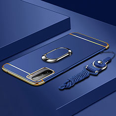 Coque Bumper Luxe Metal et Plastique Etui Housse avec Support Bague Anneau A01 pour Huawei Mate 40 Lite 5G Bleu