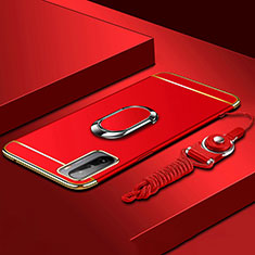 Coque Bumper Luxe Metal et Plastique Etui Housse avec Support Bague Anneau A01 pour Huawei Mate 40 Lite 5G Rouge
